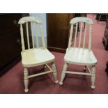 Pair of Cream Painted Young Child's Spindle Back Chairs.