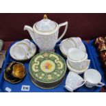 Minton 'Petunia' Coffee Service, of fifteen pieces, two Coalport cobalt blue and gilt cabinet cups