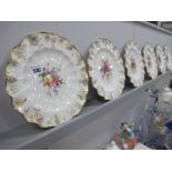 Six Royal Crown Derby 'Vine' Plates, with wavy borders 22.5cm wide.