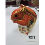 Royal Crown Derby Squirrel Paperweight, gilt stopper, first quality, 8.5cm high.