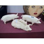 A Beswick White Sow PIg, 'Ch. Wall Queen 40' and 'Wall Ch. Boy 55' (chip to ear); together with