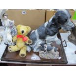 Merrythought Gold Plush Teddy Bear, Country Artists 'Claude' Border Fine Arts Dog, musical doll:-