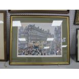 George Cunningham Ltd Edition Colour Print 'High Street' (Sheffield), 30 x 41.5, graphite signed.