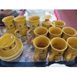 Carlton Ware Coffee Service, of eighteen pieces, circa 1960's/70's, sunflower decoration on orange