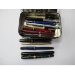 Ink Pens - Conway Stewart 27 and No 475, Parker, each with 14K nib; Parker Vacumatic (2) and