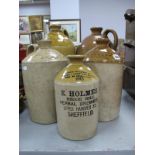 W.H. Tanner of Lichfield Two Gallon Stoneware Flagon, another for Marples, Sheffield, one gallon