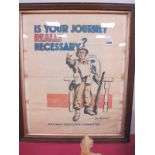 'Is Your Journey Really Necessary?" Poster after Bert Thomas, for The Railway Executive Committee,