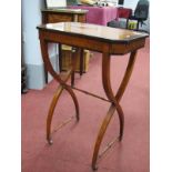 XIX Century Satinwood Ladies Side Table, with inlaid mahogany border and canted corners to