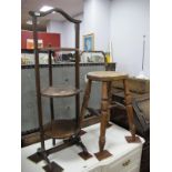 A XIX Century Boston Stool, and 1920's folding cake stand. (2)