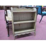 Art Deco Oak Bookshelves, with wavy back and frieze, waterfall sides, 76cm high, 61cm wide.