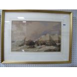 Richard Henry Nibbs (1816 - 1893), Seascape of Ships near a rocky coast line, signed lower left,