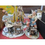 Capodimonte Pottery Figures of Cobbler (x 2) and Tramp by Gianni. (3)