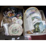 Collectors Plates, posies, glassware, Coalport vase etc:- Two Boxes