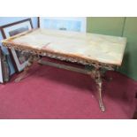 An Italian Style Gilt Metal Coffee Table, with rectangular onyx top 95.5cm wide.