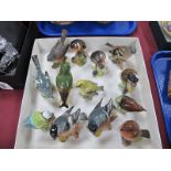 Beswick - Thirteen pottery birds, including 'Robin', 'Whitethroat', 'Chaffinch', 'Goldfinch'.