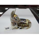 Royal Crown Derby Donkey Paperweight, gilt stopper, first quality, 11cm high.