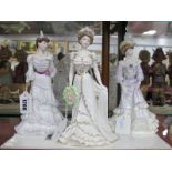 Coalport Golden Age Figurines - Eugenie, Louisa at Ascot and Charlotte. (3)