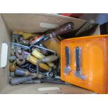 Rabone Rulers, Marples chisel, Stanley drill, other tools:- One Box
