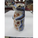 Royal Crown Derby Chipmunk Paperweight, gilt stopper, first quality, 10cm high.