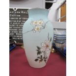Oriental; Japanese Pottery Vase, with matt exterior, handpainted with birds amongst lotus blossom,