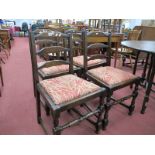 Four Ladder Back Chairs, on turned and block supports.