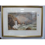 Richard Henry Nibbs (1816 - 1893), Seascape with Ship ship by Rocks, watercolour, signed lower