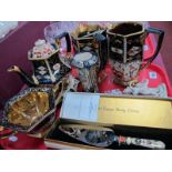 Crown Derby Cake Slice (cased), similar Imari tea service, Masons 'Decoupage' vase, etc:- One Tray