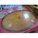 Mahogany Oval Tray, with scalloped gallery and oval inset panel, 72.5cm wide.