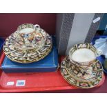 Bloor Derby Imari Dish, Stand and Mug, Derby cups and saucer, five Aynsley plates, similar flan