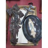 An Early XX Century Figure of Maiden, in ebonized and glazed oval frame, 21.5 cm wide. Black