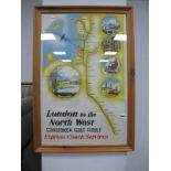 An Original Circa 1950's Travel Poster For 'Express Coach Services', showing a map of London to