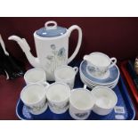 Susie Cooper Design Wedgwood China Coffee Pot, coffee cans "Glyn Mist":- One Tray