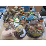 G. Armani, Leonardo, Royal Osborne and other bird figure in resin and ceramic:- One Tray