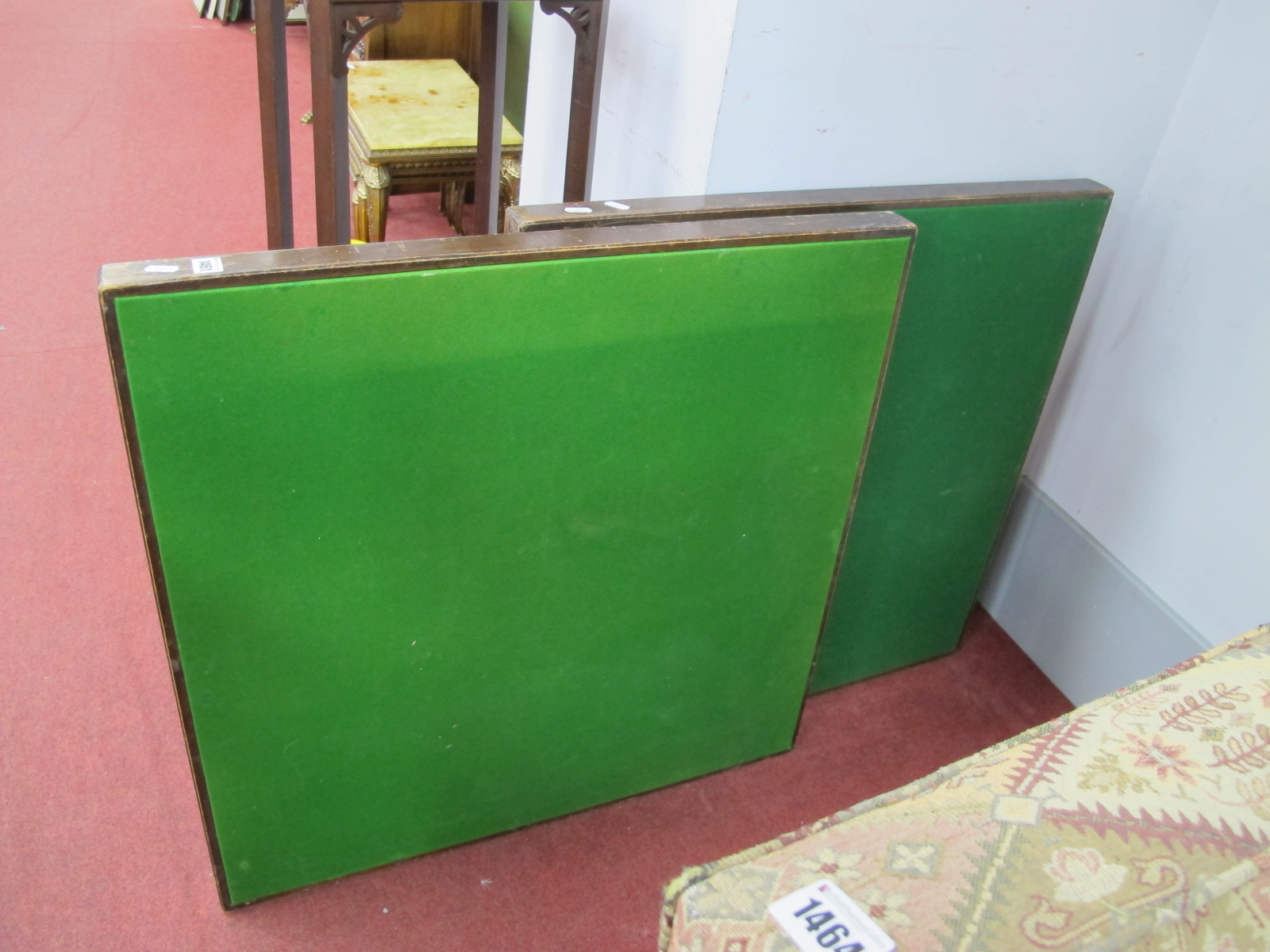 Two Vono Folding Card Tables, having green baize tops.