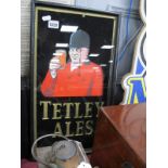 An Early to Mid XX Century Pub Advertising Sign for 'Tetley Ales', showing the famous hunting man