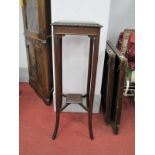 Mahogany Plant stand, circa 1920's with gadrooned border to square top, stepped undershelf and