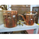 A XIX Century Copper Tea Dispenser, with a brass tap, together with a XIX Century copper kettle. (