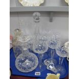Glass Decanters, hock glasses, etc:- One Tray