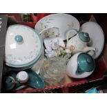 Doulton 'Queenslace' and Denby Greenwheat Table Pottery, figurines, etc:- One Box