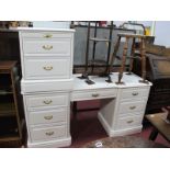 Olympus of London Cream Coloured Dressing Table, 143cm wide, a matching bedside chest. (2)