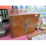 A Victorian Mahogany Apothecary/Surgeons Cabinet, with brass top handle, lock, side fasteners and