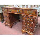 A Mahogany Desk with Two Drawered Pedestals, inset scrivers to top.