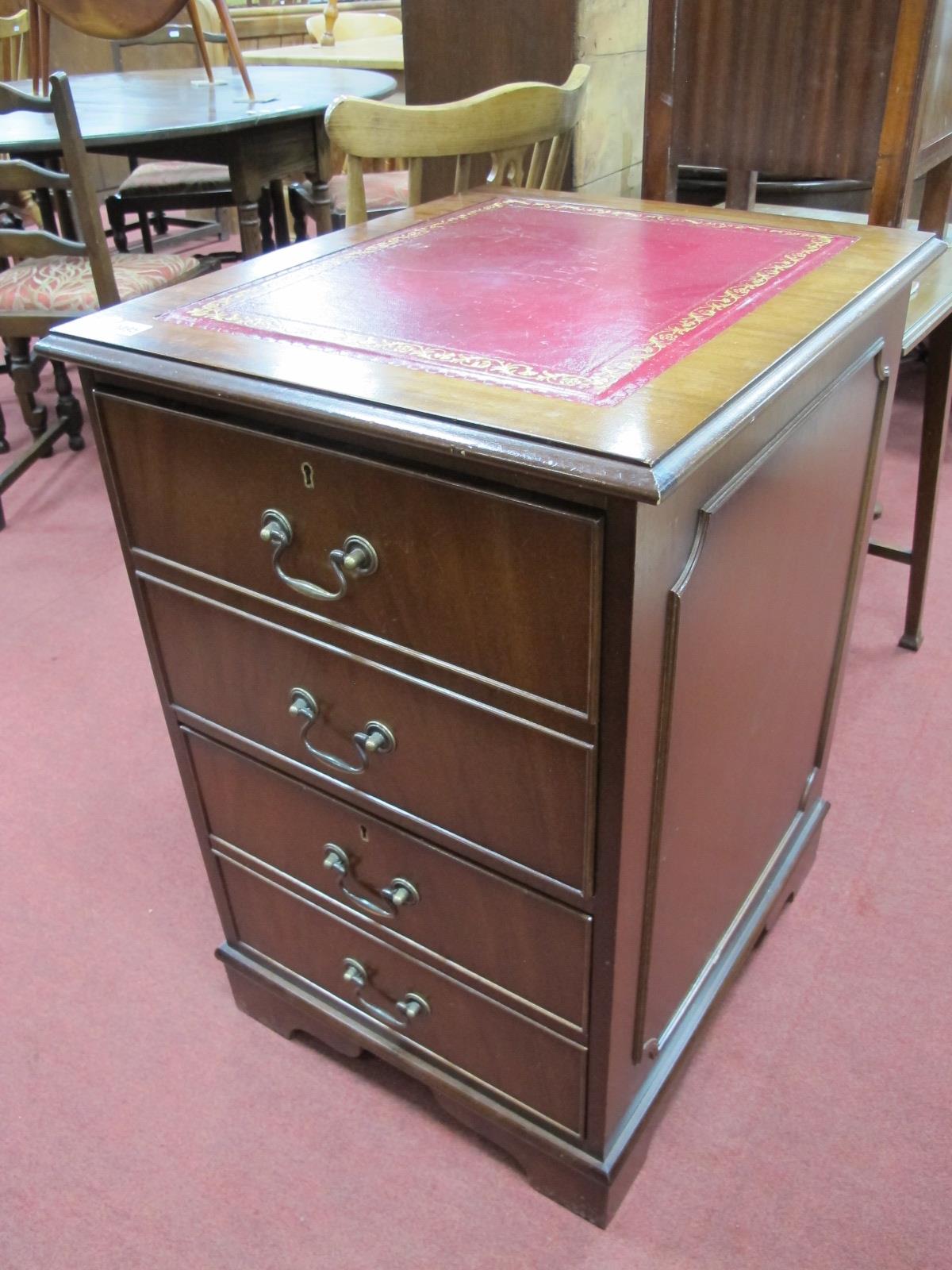 A Mahogany Office File, of two deep drawers, inset scriver to top, with keys, 51cm wide.