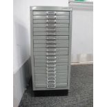 Bisley Twenty Drawer Metal Office Chest, 67.5cm high, 28cm wide