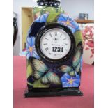 A Moorcroft Pottery Clock, painted in the trial 'Bellbind' design, dated 23.2.16, impressed and