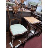 A Mahogany Side Table in the Chinese Manner, labelled "E.F.P. London"; Edwardian nursing chair,