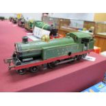 A 1920's Hornby "O" Gauge No 2 Tank, 0-4-0 clockwork, L and NER green finish, overall fair, roof and