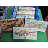 Eight 1:72nd Scale Plastic Model Military Aircraft Kits, by Airfix, including SAVOIA-Marchetti S.M.