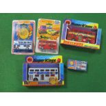 Five 1970's Matchbox 1:75 and Superkings Buses, including K-15 'Swinging London' and No. 17 '