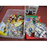 A Quantity of Loose Lego Items, to include Lego People, Lego Technic, Space themes, vehicles.